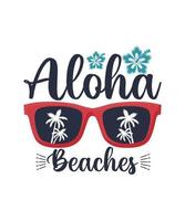 aloha fleurs aloha des plages logo T-shirt conception vecteur