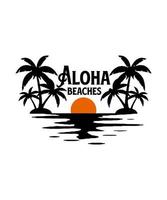 aloha fleurs aloha des plages logo T-shirt conception vecteur