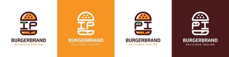 lettre ip et pi Burger logo, adapté pour tout affaires en relation à Burger avec ip ou pi initiales. vecteur