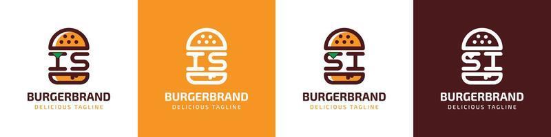 lettre est et si Burger logo, adapté pour tout affaires en relation à Burger avec est ou si initiales. vecteur