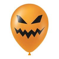 Halloween Orange ballon illustration avec effrayant et marrant visage vecteur