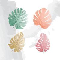 monstera feuilles aquarelle éléments ensemble vecteur