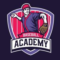 académie de base-ball badge conception vecteur