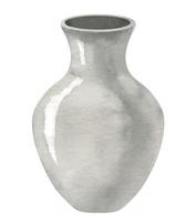 céramique blanc vase sur isolé Contexte. main tiré aquarelle illustration de Accueil pot pour fleurs. argile bol pour éco intérieur. dessin de élégans pot pour icône ou logo. bohémien maison décor vecteur