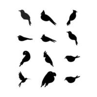 ensemble de silhouette noir oiseau vecteur illustration