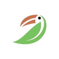 perroquet oiseau avec feuille la nature moderne logo vecteur