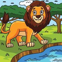 Lion animal coloré dessin animé illustration vecteur