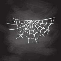 Halloween décor, araignée araignée, main tiré vecteur illustration isolé sur tableau noir Contexte.