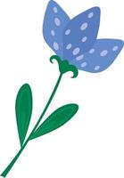 fleur bleue stylisée mise en valeur sur fond blanc. fleur de vecteur dans le style de dessin animé. illustration vectorielle pour les salutations, les mariages, la conception de fleurs.