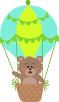 vecteur illustration de une ours sur une ballon. dessin animé mignonne ours est en volant dans une ballon. isolé vecteur illustration. enfants illustration.