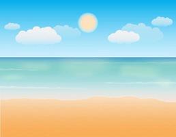 ciel d'été lumineux, fond de plage de sable de mer vecteur