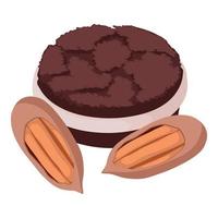 Chocolat dessert icône isométrique vecteur. fait maison Chocolat biscuit et noix de pécan écrou vecteur