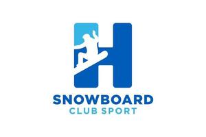 vecteur initiales lettre h avec snowboard Créatif géométrique moderne logo conception.