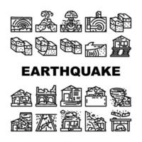 tremblement de terre dommage destruction Icônes ensemble vecteur