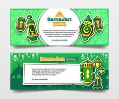 vert Ramadan citation bannières avec main tiré lanternes illustration vecteur