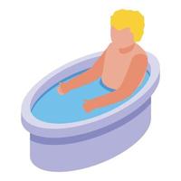 famille enfant une baignoire icône isométrique vecteur. content bébé vecteur