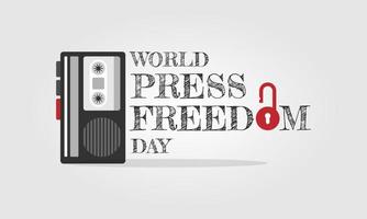monde presse liberté journée salutation avec une ruban enregistreur vecteur