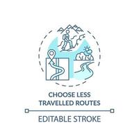 Choisissez l'icône de concept d'itinéraires moins fréquentés vecteur