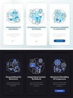 Écran de la page de l'application mobile d'intégration de l'utilisation de la ferraille électronique avec des concepts vecteur