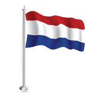 Pays-Bas drapeau. isolé réaliste vague drapeau de Pays-Bas pays sur mât de drapeau. vecteur