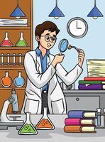 scientifique homme coloré dessin animé illustration vecteur