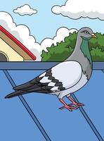 illustration de dessin animé coloré animal pigeon vecteur