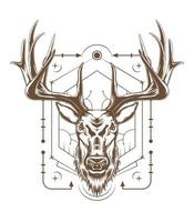 cerf tête vecteur illustration dans sérieux affronter. conception pour t chemise, logo, mascotte, mur décoration.