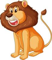 personnage de dessin animé de lion en position assise isolée vecteur
