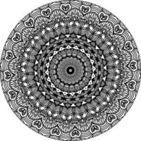 Facile griffonnage mandala avec floral et cœur motifs sur une blanc isolé Contexte. pour coloration livre pages. vecteur