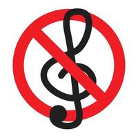 interdire la musique tripler clef conception icône plat vecteur