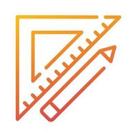 Triangle règle et crayon charpenterie outil pente icône vecteur illustration