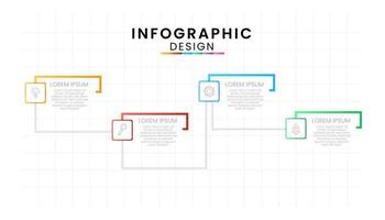 affaires Les données processus graphique concept. carré infographie Icônes conçu pour moderne Contexte modèle avec 4 choix, pas, les pièces vecteur