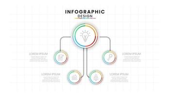 infographie modèle pour entreprise. cercle concept avec 5 pas ligne processus diagramme vecteur