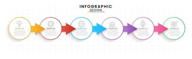 infographie modèle pour entreprise. chronologie concept avec 6 marcher. vecteur