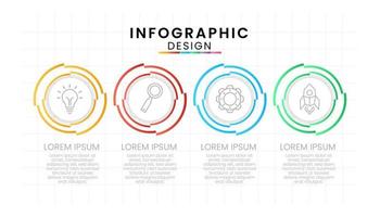 affaires Les données processus graphique concept. cercle infographie Icônes conçu pour moderne Contexte modèle avec 4 choix, pas, les pièces vecteur