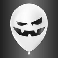 Halloween blanc ballon illustration avec effrayant et marrant visage isolé sur foncé Contexte vecteur