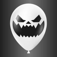 Halloween blanc ballon illustration avec effrayant et marrant visage isolé sur foncé Contexte vecteur