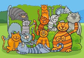 dessin animé chats et chatons animal bande dessinée personnages groupe vecteur