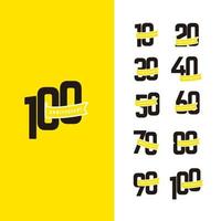 Numéro d'anniversaire de 100 ans avec illustration de conception de modèle de vecteur célébration ruban jaune