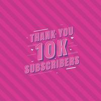 Merci célébration de 10k abonnés, carte de voeux pour 10000 abonnés sociaux. vecteur