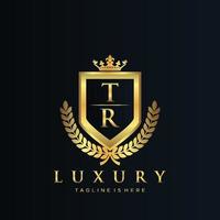 tr lettre initiale avec Royal luxe logo modèle vecteur