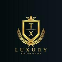 tx lettre initiale avec Royal luxe logo modèle vecteur