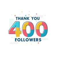 merci 400 followers célébration, carte de voeux pour les réseaux sociaux. vecteur