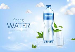 réaliste détaillé 3d minéral l'eau Plastique bouteille et verre les publicités bannière concept affiche carte. vecteur