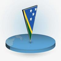 Salomon îles carte dans rond isométrique style avec triangulaire 3d drapeau de Salomon îles vecteur