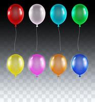 ensemble de vecteur de ballons à l'hélium coloré réel