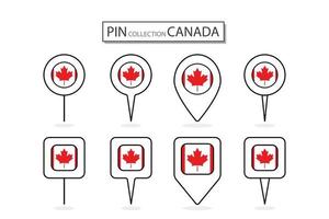 ensemble de plat épingle Canada drapeau icône dans diverse formes plat épingle icône illustration conception. vecteur
