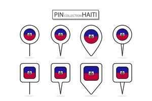 ensemble de plat épingle Haïti drapeau icône dans diverse formes plat épingle icône illustration conception. vecteur