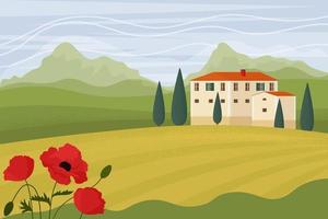 paysage toscane. illustration vectorielle dans un style plat vecteur