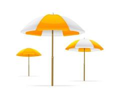 été 2023 concept réaliste détaillé 3d Jaune Soleil parapluies ensemble. vecteur